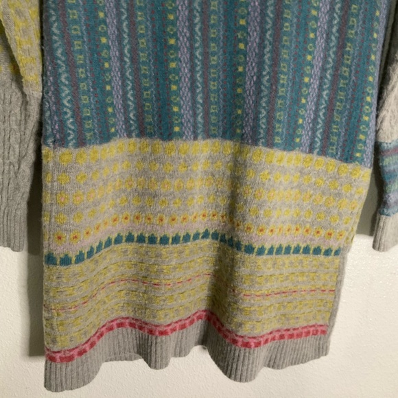 Sundance Cardigan Sweater Coat Patchwork Lambswool Blend Duster Buttons Medium - Picture 7 of 16